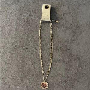 Anthropologie Serafina Double Strand single charm necklace